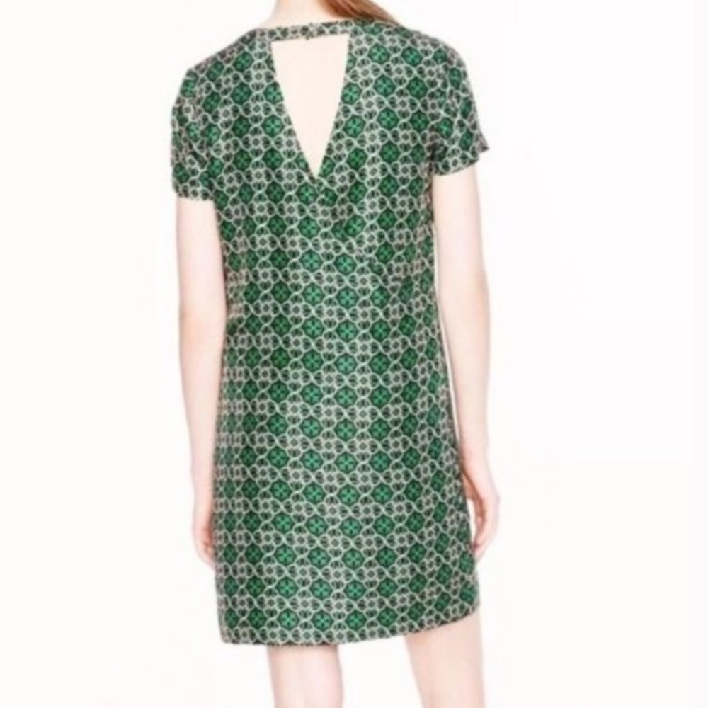 J. Crew Silk Geometric Print Open Back Shift Mini Dress Sz.6 business casual - Picture 2 of 16